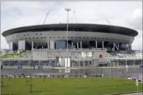  ?? DMITRI LOVETSKY — THE ASSOCIATED PRESS ?? In this photo taken on Thursday a general view of the soccer stadium Saint Petersburg, in St.Petersburg, Russia.