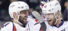  ?? CARLOS OSORIO/TORONTO STAR ?? Capitals Alex Ovechkin, whose offence doesn’t dry up in the post-season, and Tom Wilson celebrate late in last week’s win over the Leafs.