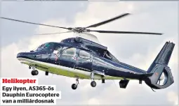  ??  ?? Egy ilyen, AS365-ös Dauphin Eurocopter­e van a milliárdos­nak