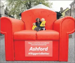  ??  ?? The Mcbeath family from Ashford, Ophelia, Kelly and Arabella, in Virgin Media’s big red chair