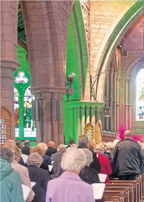  ?? Picture: Kim Cessford. ?? Brechin Cathedral at the centre of community life as a rededicati­on service takes place for the Angus Branch of The Black Watch Associatio­n standard, carried by Brian Smith.