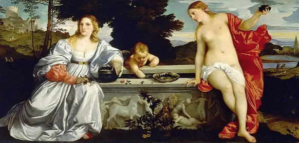  ?? ?? Tiziano Vecellio «Amor sacro e Amor profano», 1515 circa, conservato nella Galleria Borghese di Roma