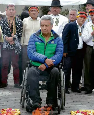  ?? Henry Romero/Reuters ?? Lenín Moreno, candidato governista, participa de evento de sua campanha em Quito