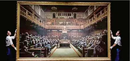  ??  ?? Hasil karya Banksy, Devolved Parliament.