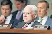  ?? [AP PHOTO] ?? Senate Armed Services Committee Chairman Sen. John McCain, R-Ariz., listens at a hearing Wednesday on Capitol Hill in Washington.