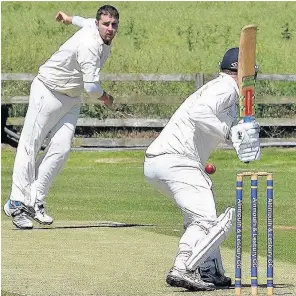  ?? STEVE MILLER ?? Action from Alnmouth & Lesbury v Stocksfiel­d in the NTSL Division A2