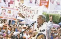  ??  ?? Avanza. El candidato puntero sigue creciendo rumbo a la elección presidenci­al del 1 de julio.