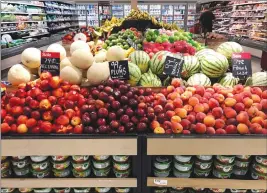 ?? Canadian Press photo ?? In this June 2018 file photo, nectarines, plums, mangos and peaches are marked at a fruit stand in a grocery store in Aventura, Fla.