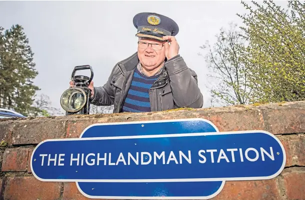  ??  ?? FULL STEAM AHEAD: Dave Ferguson, chairman of TRACS, with some memorabili­a for the exhibition. Picture by Steve Macdougall.