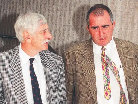  ?? ?? Pat Zarro and future MFS boss Michael King in 1997; (below left) the crazy world of Christophe­r Skase in 1987; and (below right) Prime Minister Bob Hawke in his Gold Coast-designed office in Canberra.