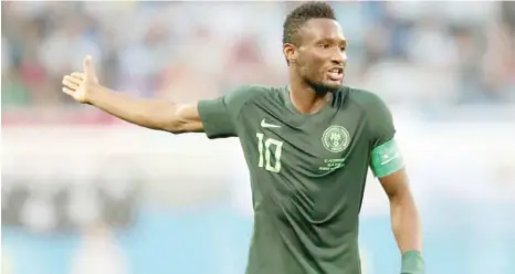  ??  ?? Former Super Eagles captain, John Mikel Obi reacts during a match at the 2018 FIFA World Cup in Russia