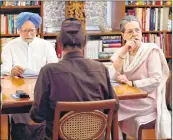  ?? PTI ?? Congress president Sonia Gandhi, ex-PM Manmohan Singh and others at CWC meet in Delhi on Tuesday.
