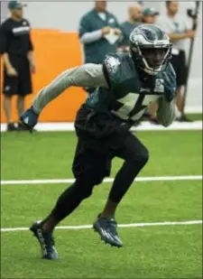  ?? CHRIS SZAGOLA — THE ASSOCIATED PRESS ?? In addition to running routes in practice, Eagles wide receiver Nelson Agholor has been busy trying to restore his good name following a June incident at a South Philly gentleman’s club.