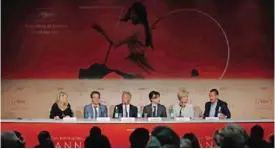  ??  ?? US actor Adam Sandler (right) talks yesterday as he attends a press conference for the film ‘The Meyerowitz Stories (New and Selected)’ with US actor Ben Stiller (second left), US actor Dustin Hoffman (third left), US director Noah Baumbach (third...