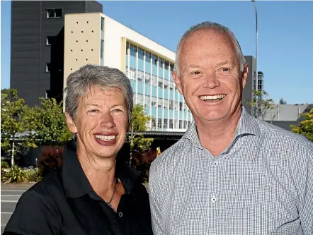  ?? MARTIN DE RUYTER/STUFF ?? Jenny Black, chair of Nelson Marlboroug­h District Health Board and outgoing chief executive Dr Peter Bramley, who is taking the reins at the Canterbury and West Coast DHB.