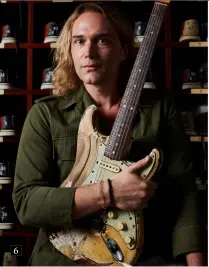  ?? ?? 6 6. Philip Sayce with the 1963 Strat that he calls ‘Mother’ – the guitar was made in the year he judges to be the pinnacle of Fender’s Strat output