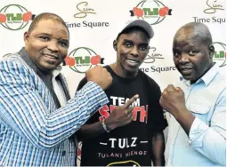  ??  ?? Jan Bergman, left, Xolisani ‘Nomeva’ Ndongeni and Lehlohonol­o Ledwaba are primed for the April 6 tourney.