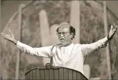  ?? PTI ?? Actor Rajinikant­h gestures while announcing his political entry, on the final day of a sixdaylong photo session with fans in Chennai