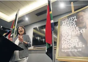  ?? /ESA ALEXANDER ?? Former Cape Town mayor Patricia de Lille unveiled her new party, Good, which will contest the 2019 general elections.
