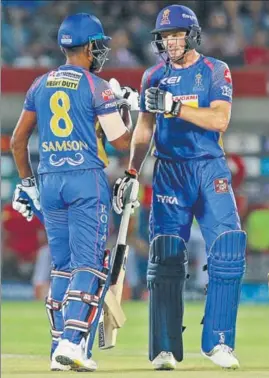  ?? BCCI ?? Jos Buttler hit a 58ball 82 and Sanju Samson chipped in with 22 to help Rajasthan Royals post a fighting 158 in their muchneeded win over Kings XI Punjab in Jaipur on Tuesday.