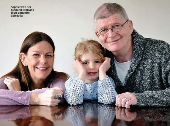  ??  ?? Sophie with her husband John and their daughter Gabriella