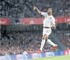  ?? REUTERS ?? England’s Raheem Sterling celebrates after scoring against Spain.