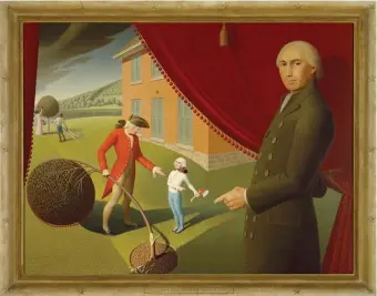  ??  ?? Grant Wood: Parson Weems’ Fable, 1939