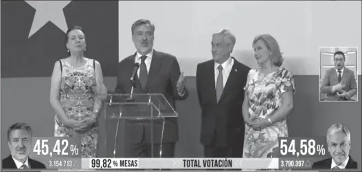  ??  ?? PIÑERA. Recibió a Guillier quién lo fue a saludar tras conocerse los resultados.