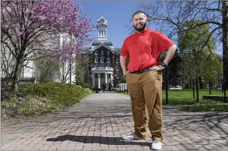  ?? BEN HASTY — MEDIANEWS GROUP ?? Giovanni Negron-Garcia, 22, of Reading, is nearing graduation from Kutztown University. Growing up, his family had no means to send him to college, but then the school stepped in. Thanks to that opportunit­y, Negron-Garcia, is bursting with optimism.