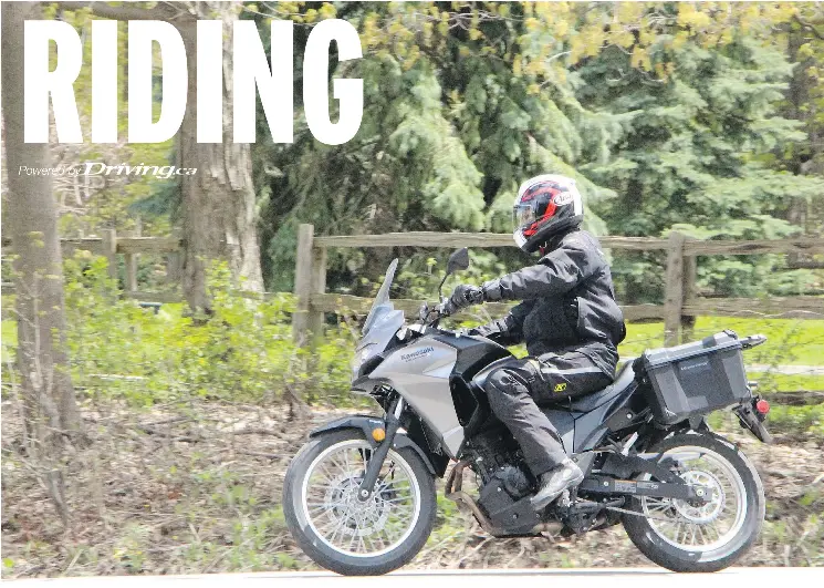  ?? STEVE MAVER/DRIVING.CA ?? The 2017 Kawasaki Versys-X is a small adventure touring bike with a 296-cc engine that beginners can handle, but one even experience­d riders can enjoy.