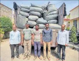  ??  ?? The accused from whom 6,700 kg lanced poppy husk was recovered in Sikar district.