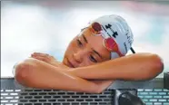  ??  ?? Syrian refugee and Olympic swimmer Yusra Mardini is pictured during a training session in a pool at the Olympic park in Berlin, Germany, on April 12.