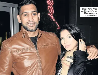  ??  ?? Boxer Amir Khan and his wife Faryal Makhdoom out in Manchester