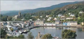  ??  ?? The Tarbert skyline, which local people say will be ruined by at least three big pylons puncturing its beauty.