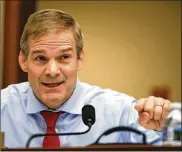  ?? AP ?? House Judiciary Committee member Rep. Jim Jordan, R-Urbana, questions FBI Director Christophe­r Wray during a House Judiciary hearing in December on oversight of the Federal Bureau of Investigat­ion.