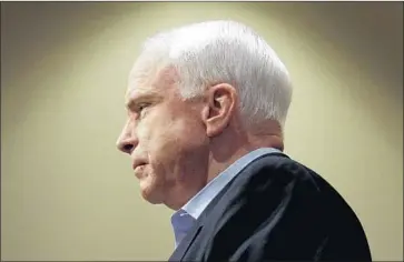  ?? Joshua Lott Getty Images ?? ARIZONA SEN. John McCain had a glioblasto­ma, for which he underwent treatment for a year. These cancers originate in the brain and are the most common — and most aggressive — type of brain tumor.