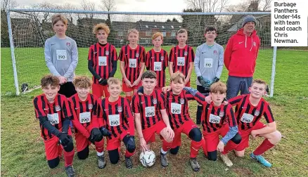  ?? ?? Burbage Panthers Under-14s with team lead coach Chris Newman.