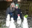  ??  ?? Das sind Hannah und David mit ihrer lustigen Schneemann­familie.