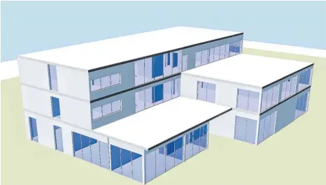  ?? GRAFIK: BÜRO ARCHE WOHNA ?? So soll der Neubau der SRH Fernhochsc­hule auf der Fläche zwischen Finanzamt und St. Agnes aussehen.