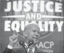  ?? JEFF SCHEID/ LAS VEGAS REVIEW-JOURNAL ?? Vice President Joe Biden speaks Wednesday at the annual NAACP conference at Mandalay Bay Convention Center. Biden spoke about young African-American turnout and voter suppressio­n across the U.S.