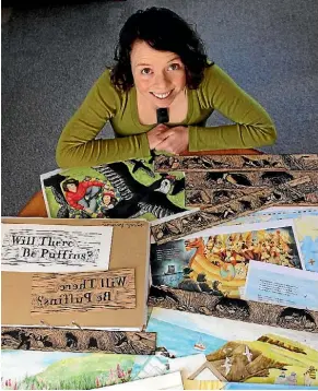  ??  ?? Sarah Harmon and some of her illustrati­ons for Will There Be Puffins?