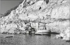  ?? SOUTHERN NEVADA WATER AUTHORITY/AP ?? THIS APRIL 25 PHOTO provided by the Southern Nevada Water Authority shows the top of Lake Mead drinking water Intake No. 1 above the surface level of the Colorado River reservoir behind Hoover Dam.