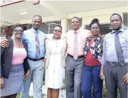  ??  ?? Senior management team (from left): Pearl Bartley, vice-principal (VP) of academics; Jermaine Harris, VP of student affairs; Faith Byfield, guidance counsellor; Rolando McLeod, guidance counsellor; Tamara Annakie, dean of academics; and Kamar Chambers, work experience coordinato­r.
