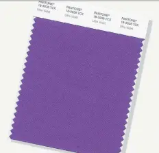  ?? PANTONE COLOR INSTITUTE ?? Experts at the Pantone Color Institute say Ultra Violet was chosen as its colour of the year to evoke a countercul­ture flair, a grab for originalit­y, ingenuity and visionary thinking. The choice of the deep purple shade follows Pantone’s 2017...