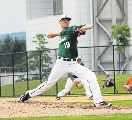  ?? PHOTO BY STAN HUDY ?? Shenendeho­wa senior pitcher Ian Anderson pitched his final high school game Saturday afternoon at Binghamton University, a 3-0 win over West Islip in the NYSPHSAA Class AA semifinal.