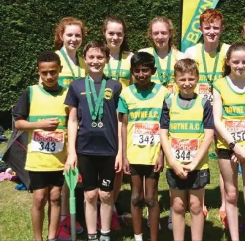  ??  ?? Boyne AC athletes who competed at the Leinster Championsh­ips in Tullamore.