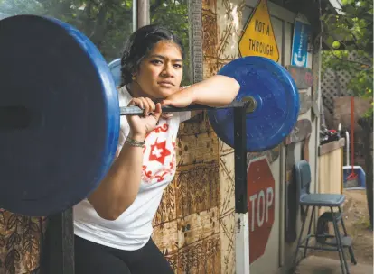  ?? Photos by Santiago Mejia / The Chronicle ?? Kuinini Manumua, who has lived in San Francisco since she was 10, will represent Tonga as a weightlift­er in Tokyo.