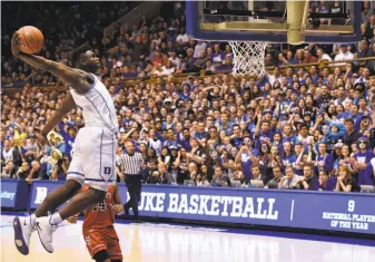  ?? Grant Halverson / Getty Images ?? Duke’s Zion Williamson has exceeded his already big expectatio­ns with a stellar freshman year.