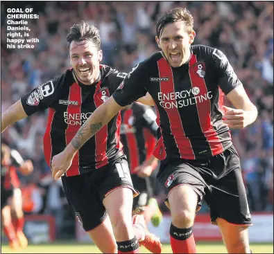  ?? Picture: HENRY BROWNE ?? GOAL OF CHERRIES: Charlie Daniels, right, is happy with his strike