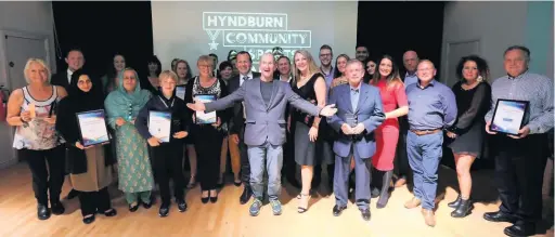  ??  ?? Hyndburn Sports Awards 2018. All the winners with Eddie ‘The Eagle’ Edwards